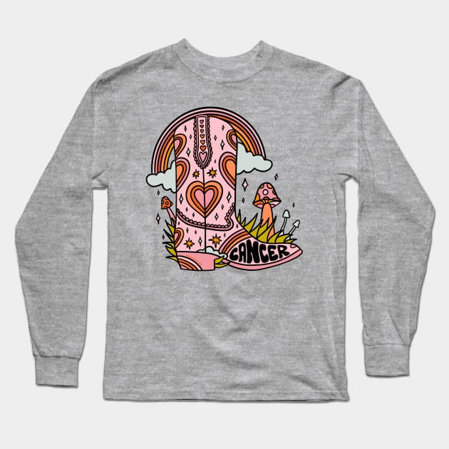 Cancer Cowboy Boot Long Sleeve T-Shirt by Doodle by Meg